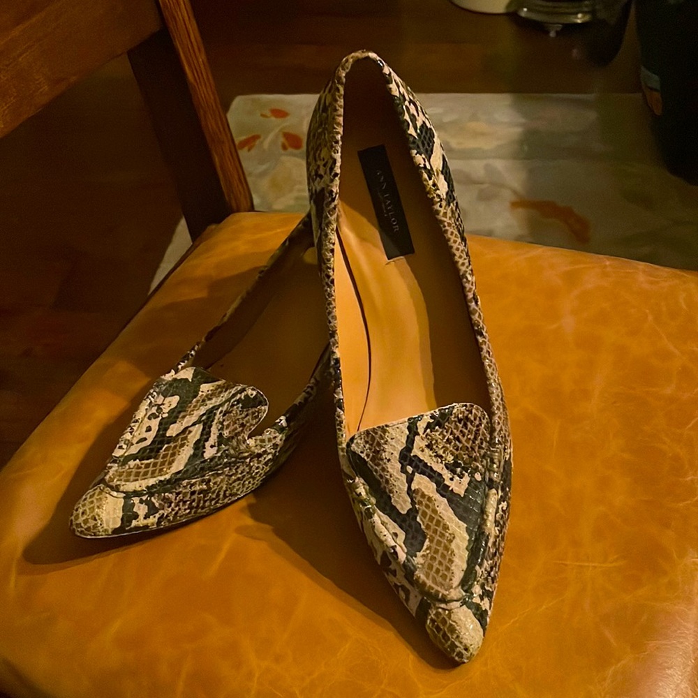 ANN TAYLOR Snakeskin Dyed Leather Pointed Toe Heel Pump